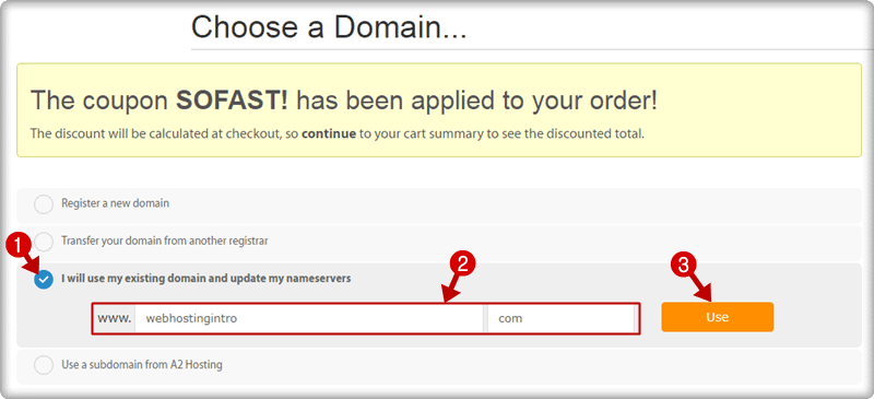 a2 hosting domain registration