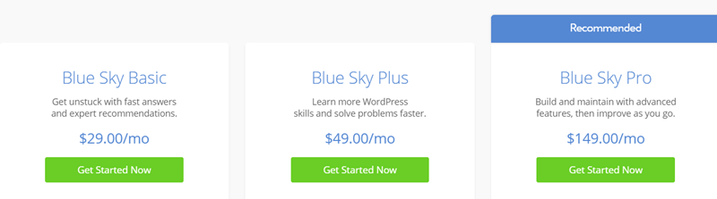 bluehost blue sky pricing