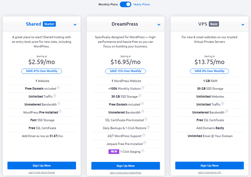 dreamhost pricing