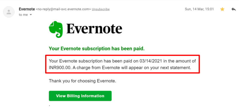 how to stop evernote subscription